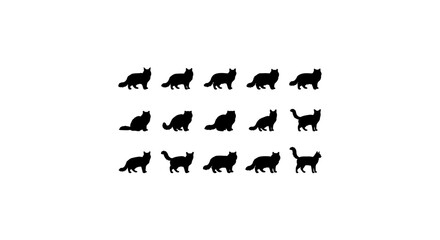 Fototapeta premium Collection of 15 Black Cat Silhouettes, Diverse Poses, Vector Graphics for Pet Lovers