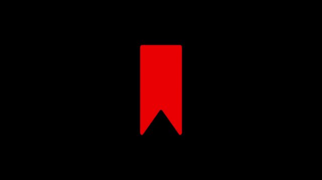 Bookmark Save Marker Symbol Animation on transparent background. Alpha channel 4K.