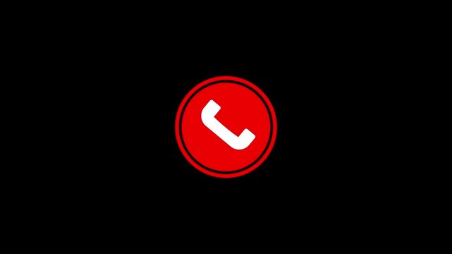 Phone Call End Button Motion Graphic on transparent background 4K.