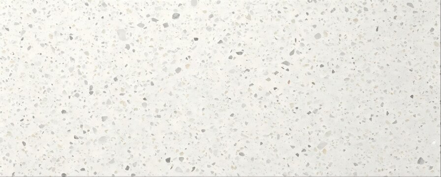 Terrazzo seamless texture, polished white terrazzo surface with fine grey and beige aggregate chips, modern decorative stone background, repeatable material tile