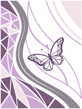 Abstract purple butterfly vector graphic with geometric