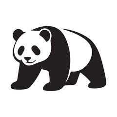 Naklejka premium Minimalist Panda Silhouette Icon – Black Animal Vector Illustration