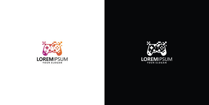 Modern Gaming Controller Logo Design Concept Featuring Digital Pixelated Elements for Esports and Video Game Industry Branding