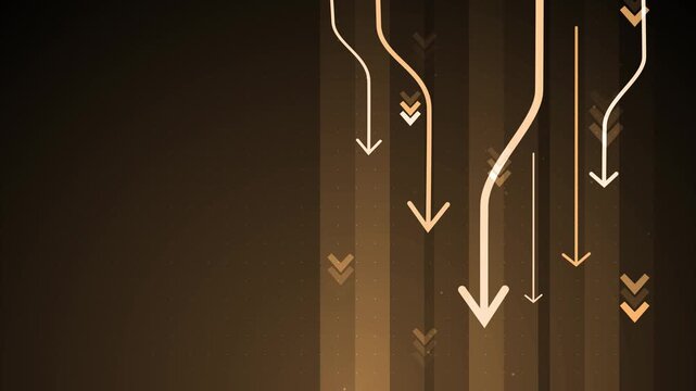 Abstract background with downward arrows and vertical lines, showing decline movement and data flow animation