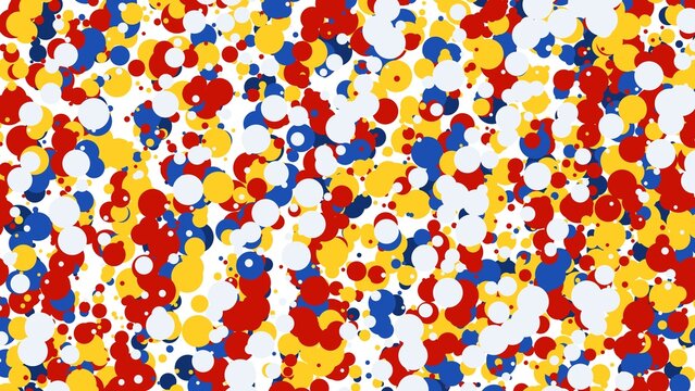 Primary color polka dots and circles abstract pattern background