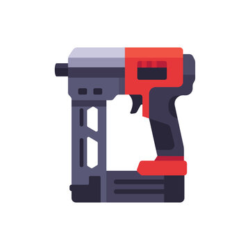 Nail gun icon with magazine body and trigger grip, flat illustration