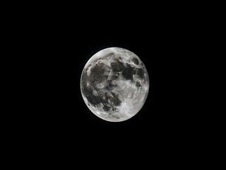 Fototapeta premium Full Moon Night Sky with Bright Lunar Surface and Craters