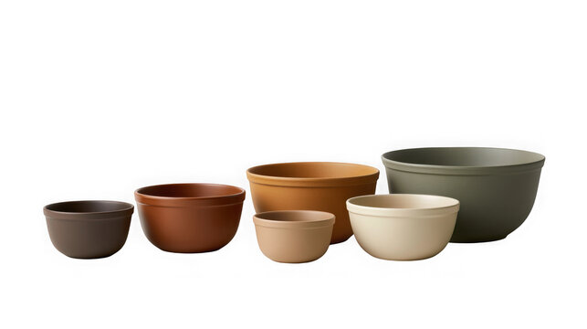 Set of six ceramic mixing bowls in graduated sizes