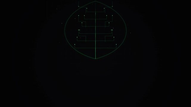 Submarine Periscope Crosshairs with Green Digital Targeting Overlay in Low Light Environment
