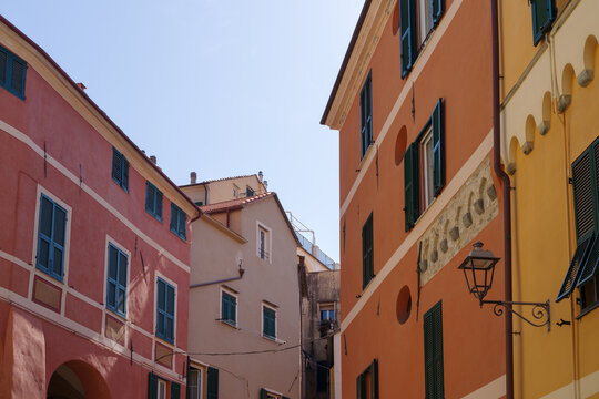 Ancient colorful Ligurian architecture, northwestern Italy