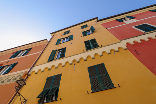 Ancient colorful Ligurian architecture, northwestern Italy