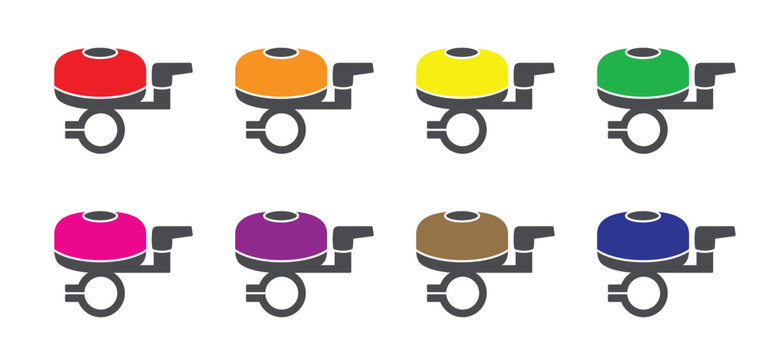Colored silhouette bicycle bell. Bike bell icon. color or colour bell. A bicycle bell is a small mechanical instrument on the handlebars that allows a cyclist to give a clear, friendly signal.