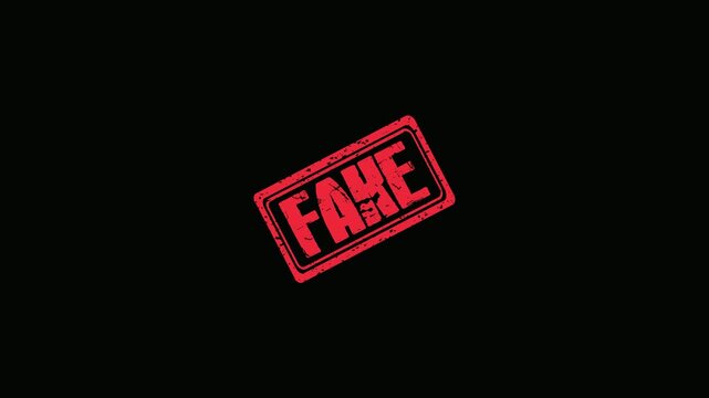 Red Fake Rubber Stamp Impression Isolated on Black Background for Authenticity and Verification Concept Design