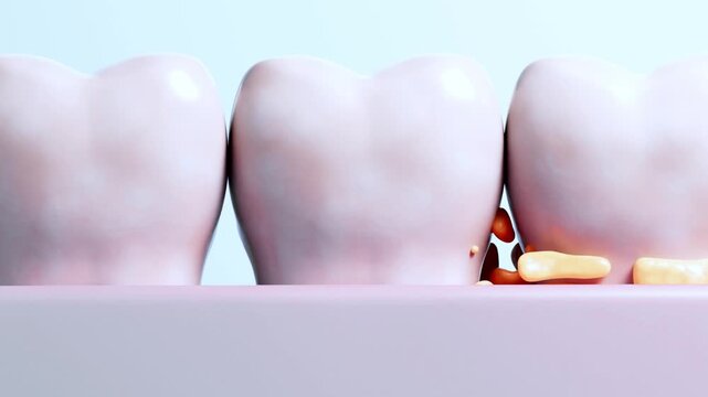 3D Medical Animation Showing Viral Particles Infecting Teeth and Gum Tissue