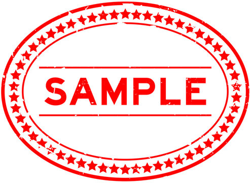Grunge red sample word oval rubber seal stamp on white background