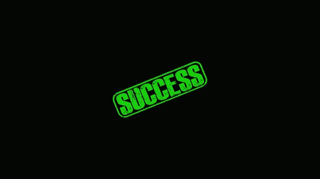 Green Success Stamp Animation Isolated on Black Background for Business Achievement and Goal Completion Concepts