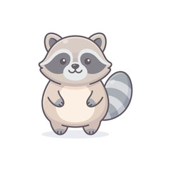 Obraz premium Cute cartoon raccoon illustration with adorable expression and fluffy tail.