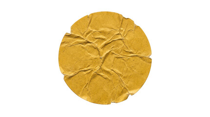 Naklejka premium Wrinkled round yellow paper texture with rough edges isolated on transparent background