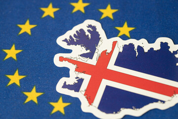 Naklejka premium Iceland in the European Union. Accession referendum and negotiations. EU vs. Iceland. Business concept.