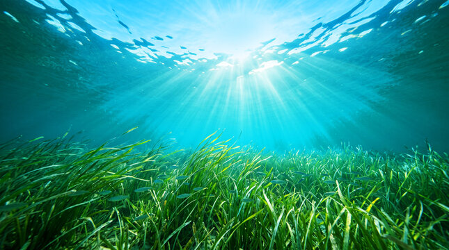 green grass and sun rays