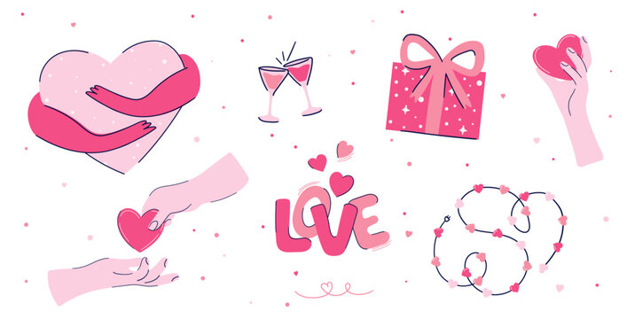 Isolated Love Clip Art Vector Elements Set