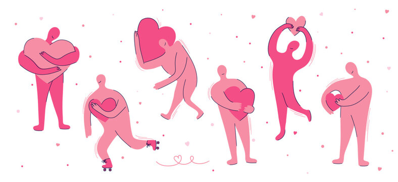 Playful Heart Silhouette Vector Set