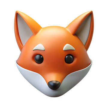 Cute cartoon fox with orange and white fur looking forward