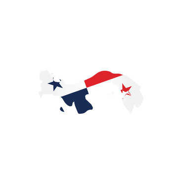 Panama - country map silhouette filled with national flag. Simple flat vector illustration.