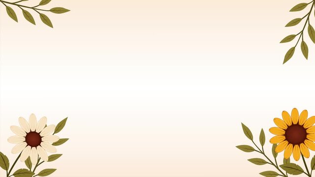 Autumn Floral Corner Frame with Sunflowers and Leaves Animation