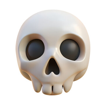 3d cartoon skull with eye sockets and simple smile