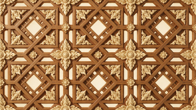 Thai Window Lattice Carving Pattern
