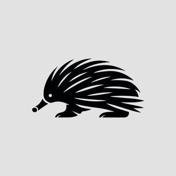 Minimalist silhouette of an echidna