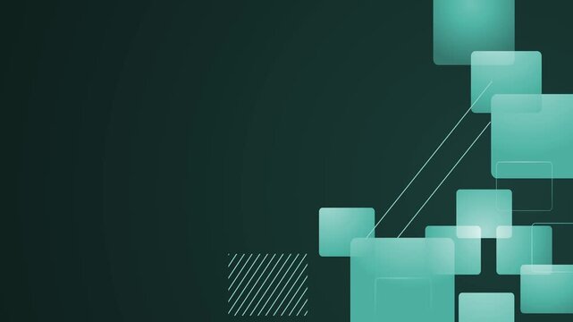 Abstract background with translucent colorful squares diagonal lines and striped accents on the right side animation