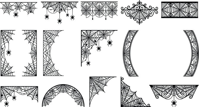 Halloween spider web borders and frames for party decor