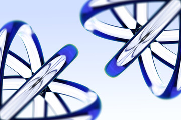 Minimal White Gradient Background with Abstract Intersecting Blue Glass Orbital Rings and Glossy Curved Surface © Bliss Graphics