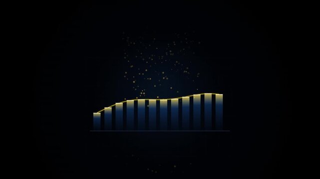 Financial Bar Chart Growth Graph Loop on Black Background