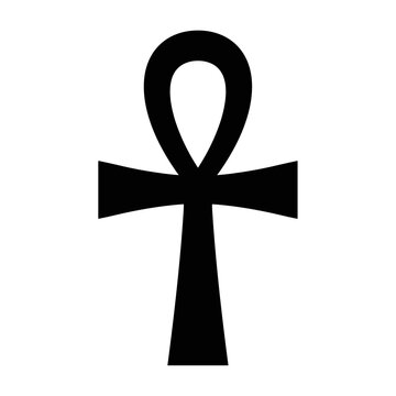 Minimalist Solid Black Ankh Cross Icon Symbol Design