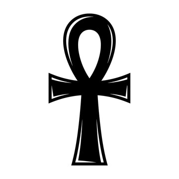 Detailed Shadowed Black Geometric Ankh Cross Emblem Vector