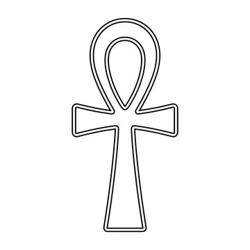 Outlined Double Line Structured Ankh Cross Icon Design