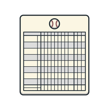 Blank baseball scorecard template for tracking game statistics and player performance.