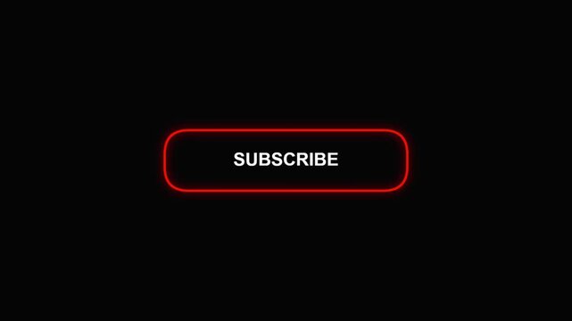 Glowing neon red subscribe button for web channel content design video