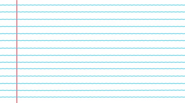 Clean white notebook paper background, with classic blue, horizontal lines and, a vertical red, margin line for, academic, educational, writing, note-taking, and creative, stationery projects