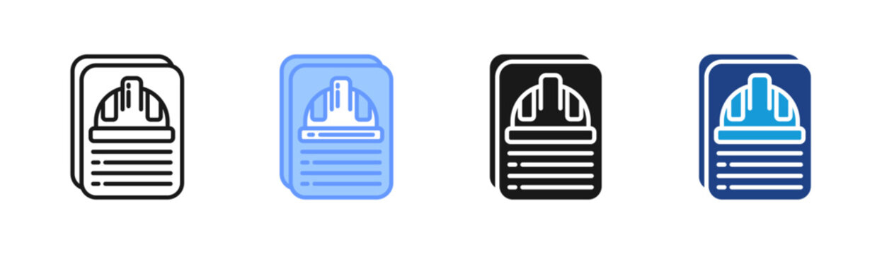 Construction Permit icon set multiple style collection