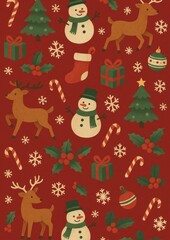 Fototapeta premium Festive holiday pattern wallpaper