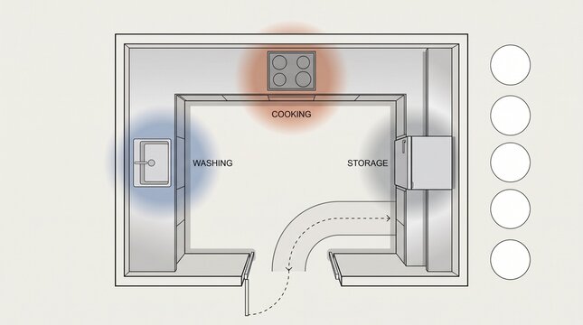 U-shaped kitchen zones for efficient preparation