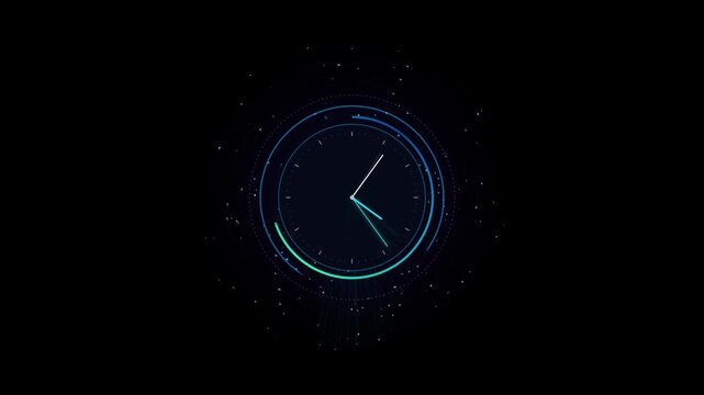 Futuristic Digital Clock HUD Time Lapse Loop