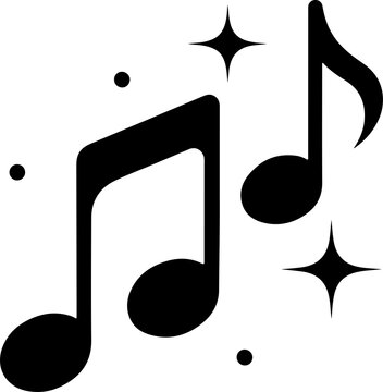 Music note outline icon with melody and audio symbol on transparent background