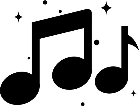 Music note outline icon with melody and audio symbol on transparent background