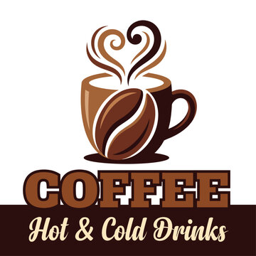 This stylish logo showcases a steaming coffee cup with a coffee bean, representing a blend of hot and cold beverages in an inviting modern design.