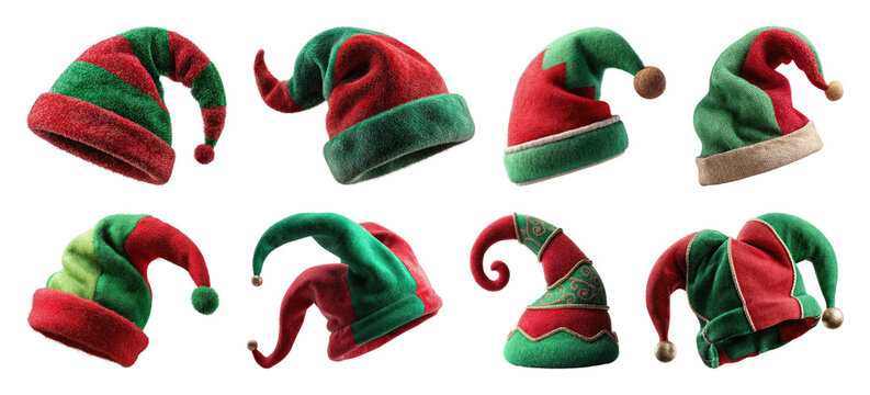 PNG Festive elf hats collection, element set on transparent background